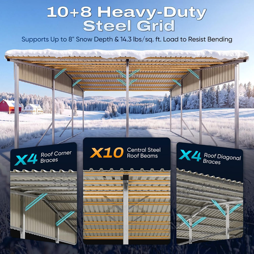 Quictent Heavy Duty 20x20FT Metal Carport with Front & Rear Sloped Roof