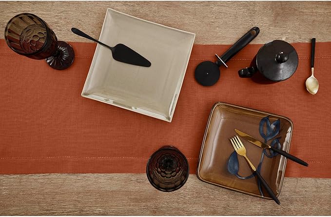 Solino Home Linen Cinnamon Table Runner 144 Inches Long - 100% Pure Linen Ext...