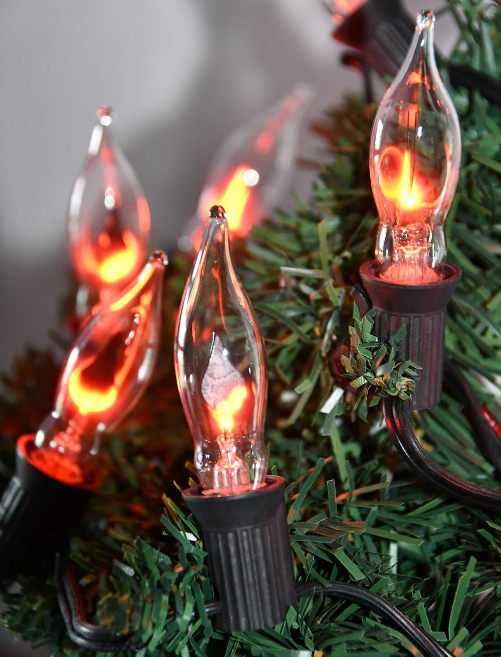 25Ft C18 Flickering Flame String Lights, Outdoor Halloween Decorations