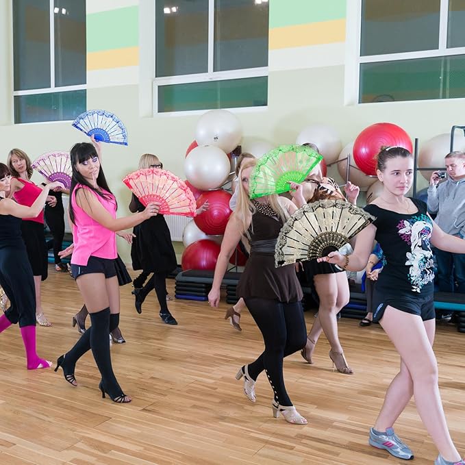 Geetery 30 Pcs Folding Hand Fan for Line Dancing Spanish Boots on the Ground ...