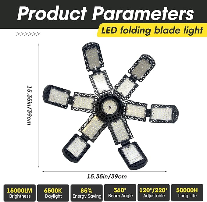2 Packs LED Garage Light, Super Bright Screw in E26/E27 Ceiling Shop Work Lamp