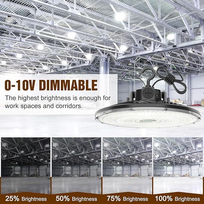 6 Pack 480V LED High Bay Light UL DLC Listed UFO Light 150W 100W 80W Adjustable