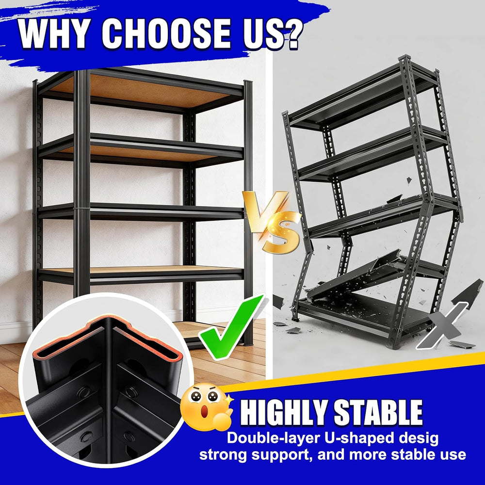 71"H-32"W-14"DGarage Shelving-5 Tier Garage Storage Shelves,Ad...