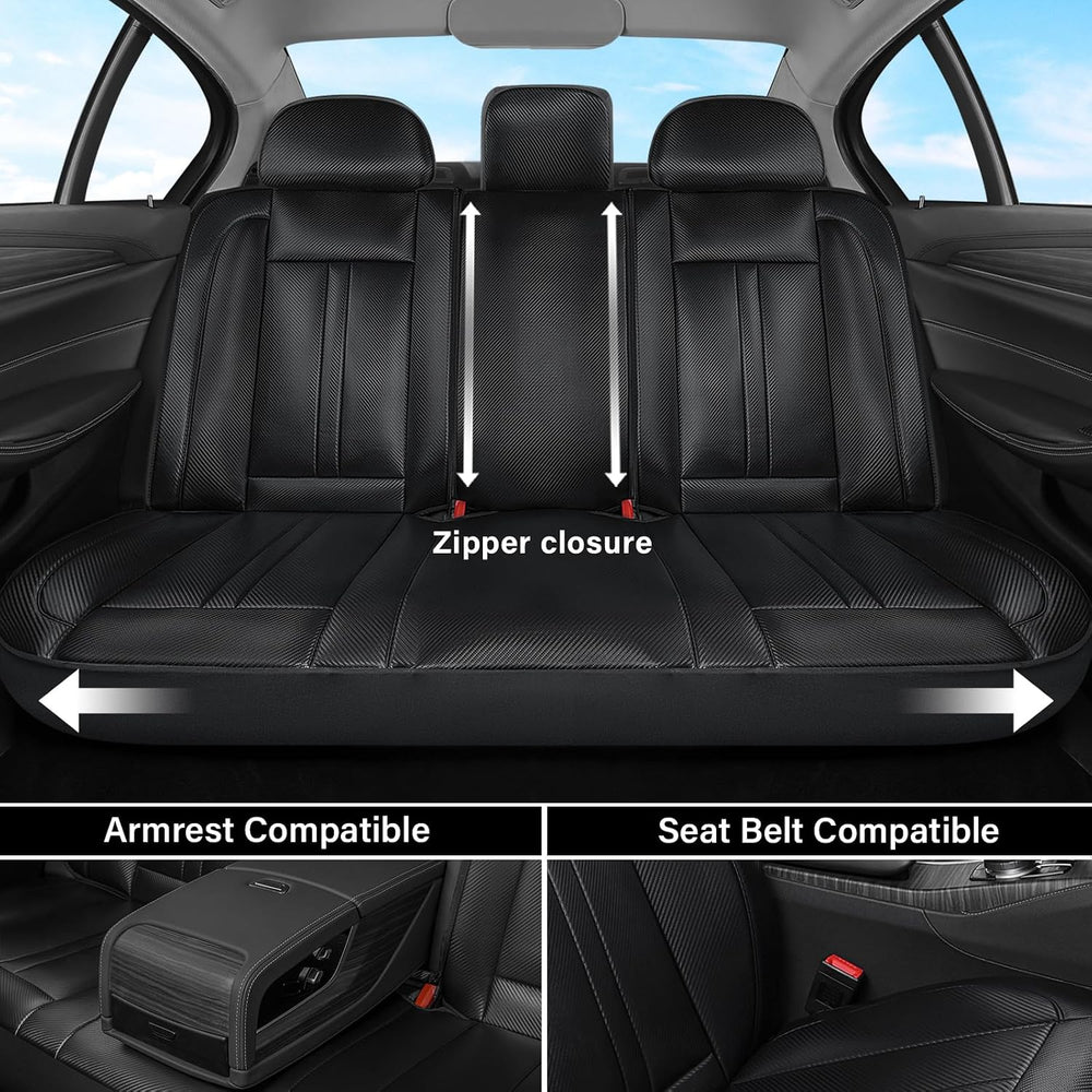 Coverado Leather Car Seat Covers Full Set & Carbon Fiber, Waterproof and ...