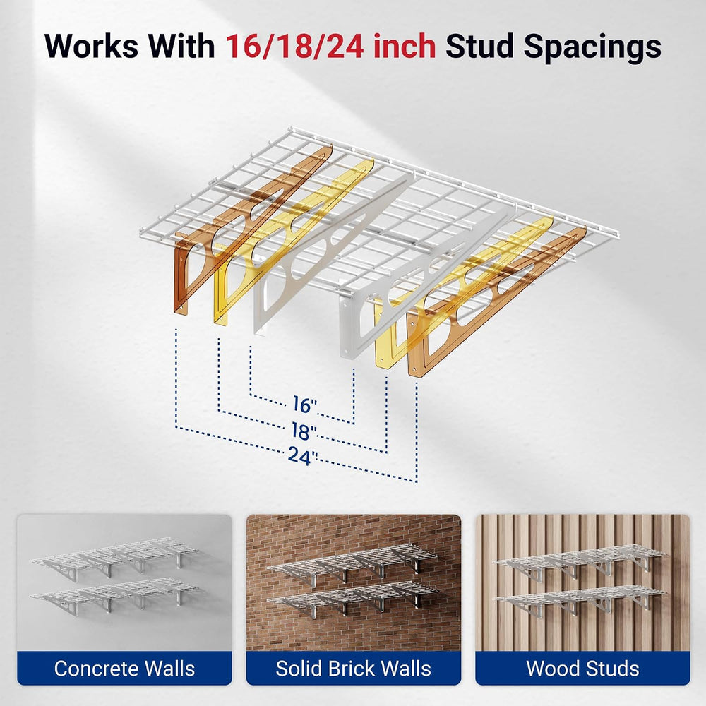 FLEXIMOUNTS 2-Pack 2x6ft Garage Shelving 24-inch-by-72-inch Heavy Duty Wall M...