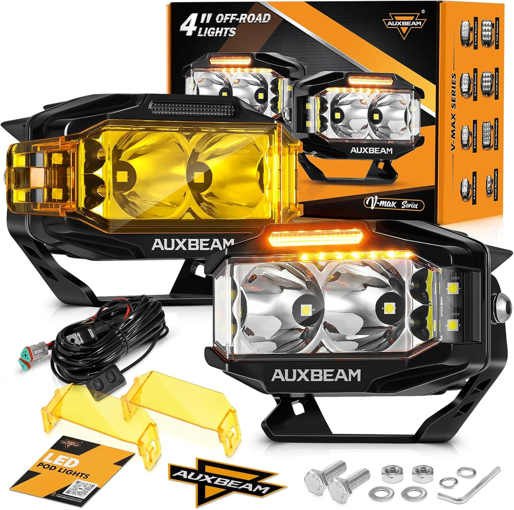 Auxbeam V-MAX Series 4 Inch LED Pod Lights, 270° Side Shooter Driving Light
