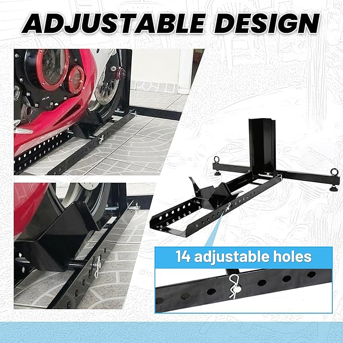 KUAFU Motorcycle Wheel Chock Stand Upright 1800 LBS, Wide Range 3“ to 5”