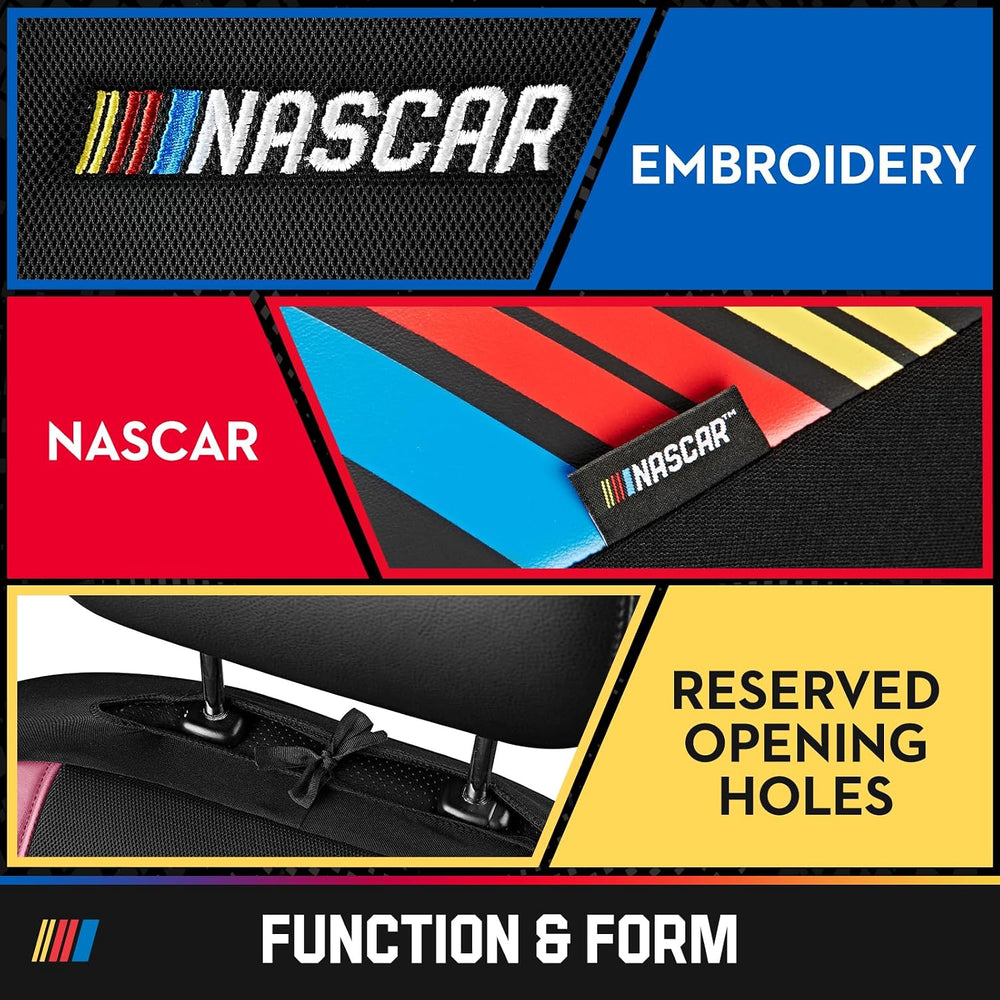 NASCAR Car Seat Covers, Pink Leather and Mesh Seat Covers, Universal Fit Fron...