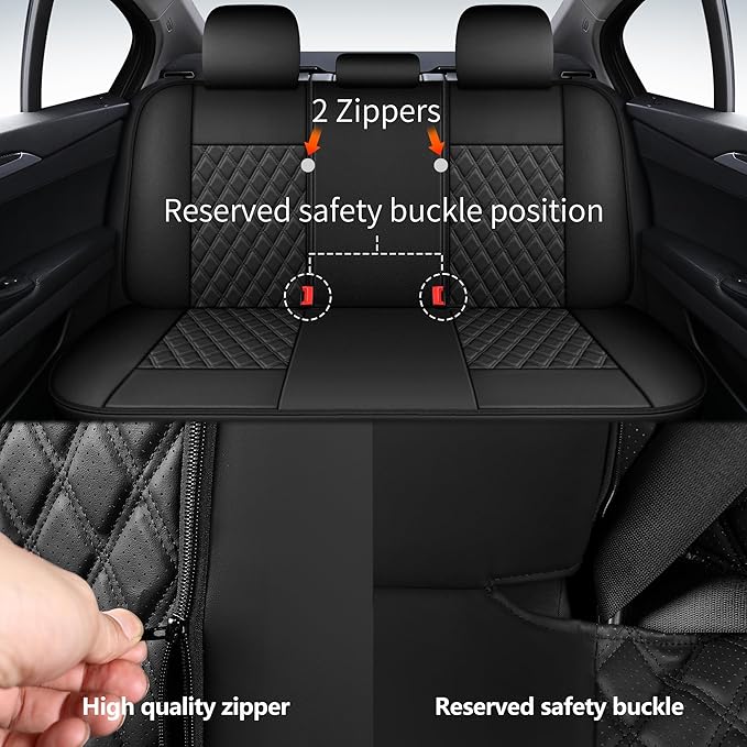 Car Seat Covers Full Set, Breathable and Waterproof Napa Leather Car Seat Cover