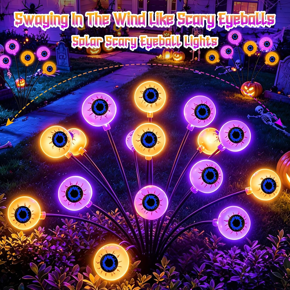 Halloween Decorations Outdoor, Scary Eyeballs Solar Garden Light, 4 Pack