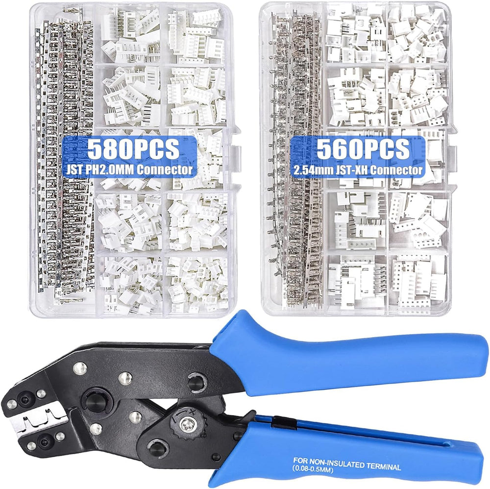 Taiss 580PCS PH2.0mm Connector Kit,560PCS 2.54mm JST-XH Connector,2/3/4/5/6Pi...