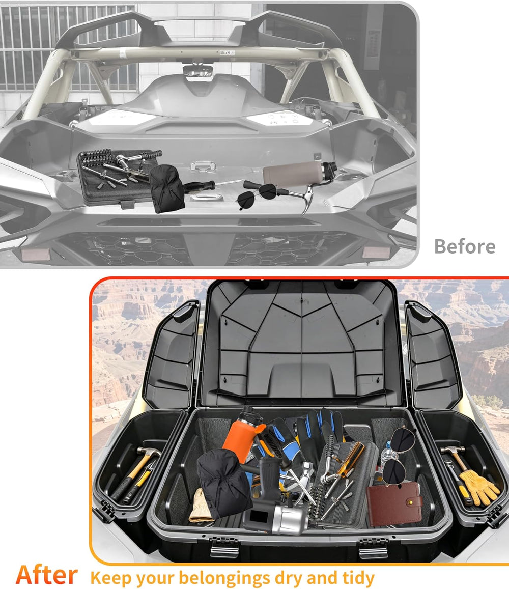 96L Rear Cargo Box & 13.5L Side Storage Boxes for Can Am Maverick R MAX X...