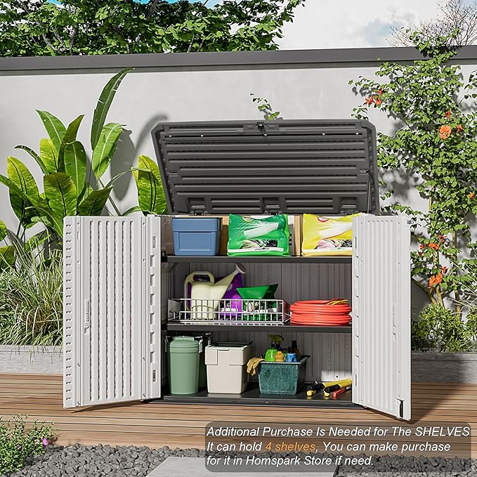 HOMSPARK Storage Shed Weather Resistance, Horizontal Storage Shed