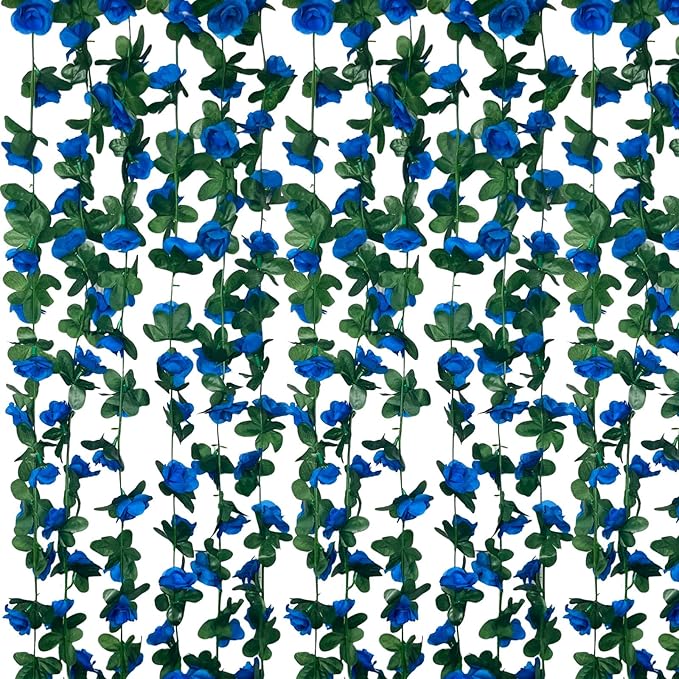 16Pcs 126Ft Royal Blue Rose Garland, Fake Rose Hanging Flowers, Artificial Fl...