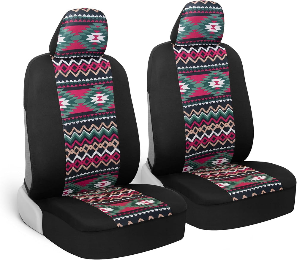 BDK Pink Inca Car Seat Covers for Front Seats, 2 Pack– Geometric Print Front ...
