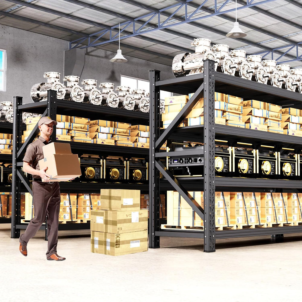 69" W Metal Storage Shelves,4 Tier Adjustable Heavy Duty Garage Shelving...