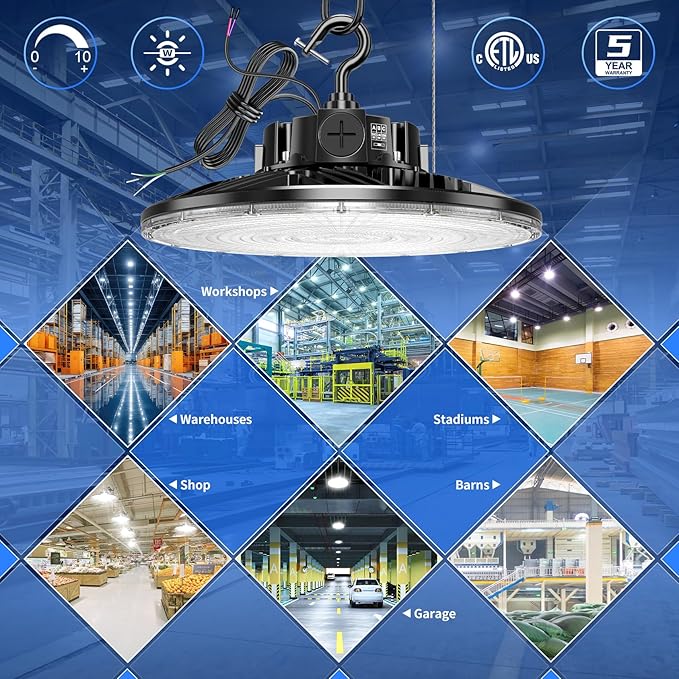 480V LED High Bay Light 300W 240W 200W Adjustable UFO Light 42000LM ETL DLC
