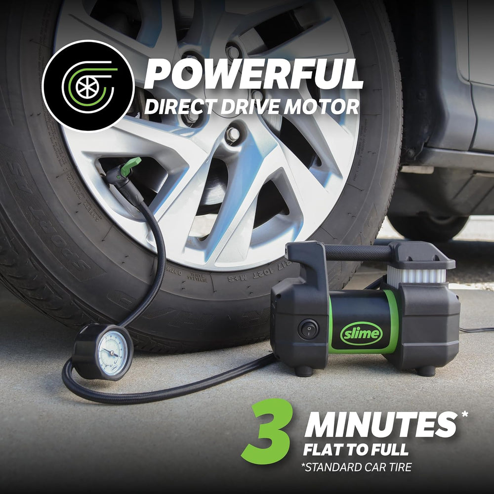 Slime 40031 Tire Inflator, Portable Car, SUV, 4x4 Air Compressor, Pro Power, ...