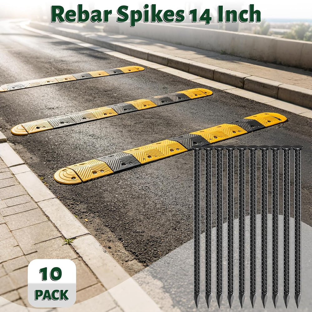 14 Inch Rebar Stakes 1/2" Heavy Duty Ground Anchors for Asphalt (10 Pack)