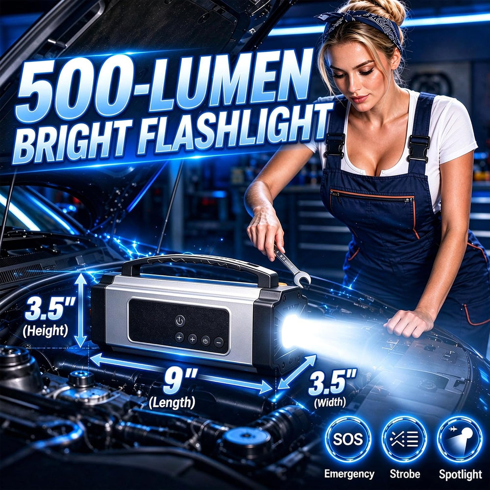 9000A Jump Starter with Air Compressor, 10-in-1 Portable Car Battery Booster ...