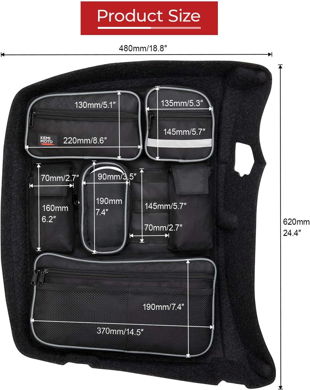 KEMIMOTO for Tour Pack Lid Organizer with Shell Motorcycle Storage Bag Choppe...