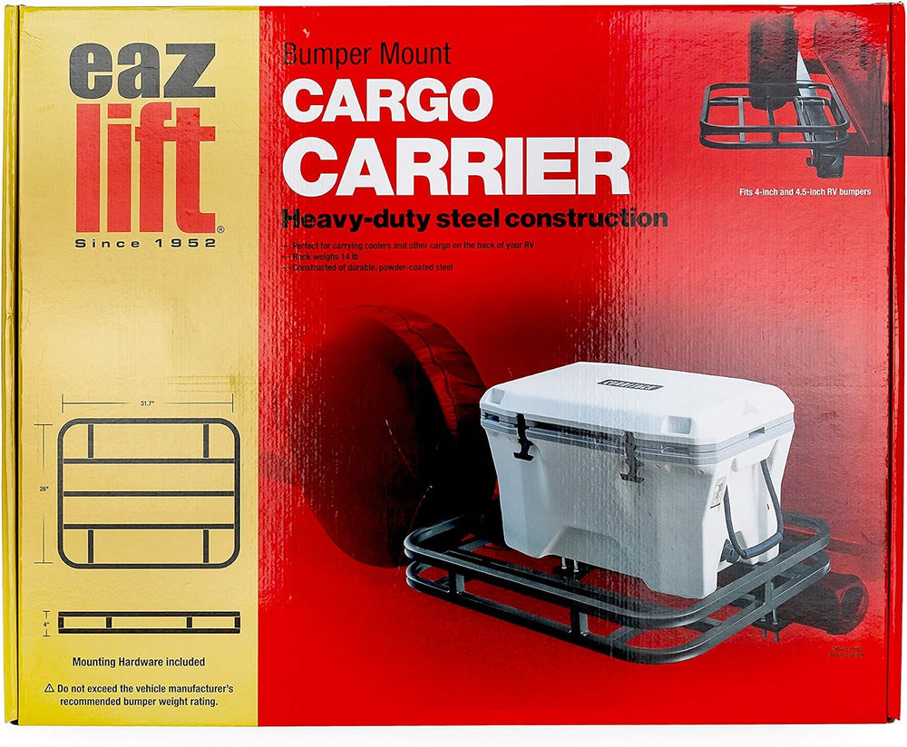 Eaz-Lift RV Bumper Mounted Cargo Carrier, Steel Hitch Rack for Coolers, Campi...
