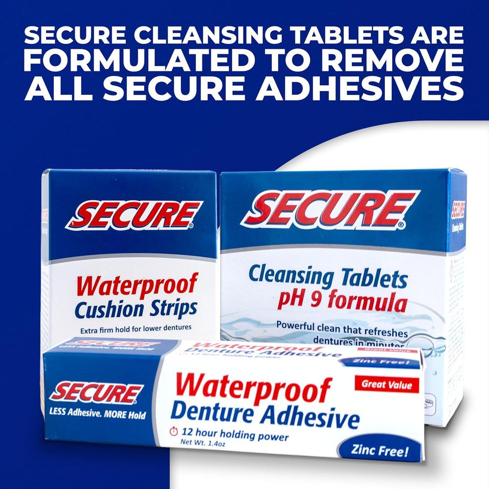 Secure Denture Adhesive Cream, Zinc Free Denture Glue, 1.4 oz, 6 Pack