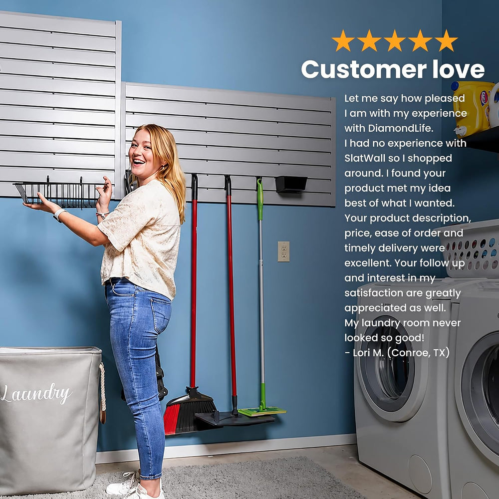 Heavy Duty 8'H x 4'W PVC Garage SlatWall Storage System (with Endcaps...