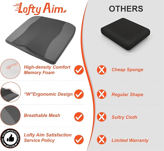 Car Seat Cushion, Comfort Memory Foam Car Cushions