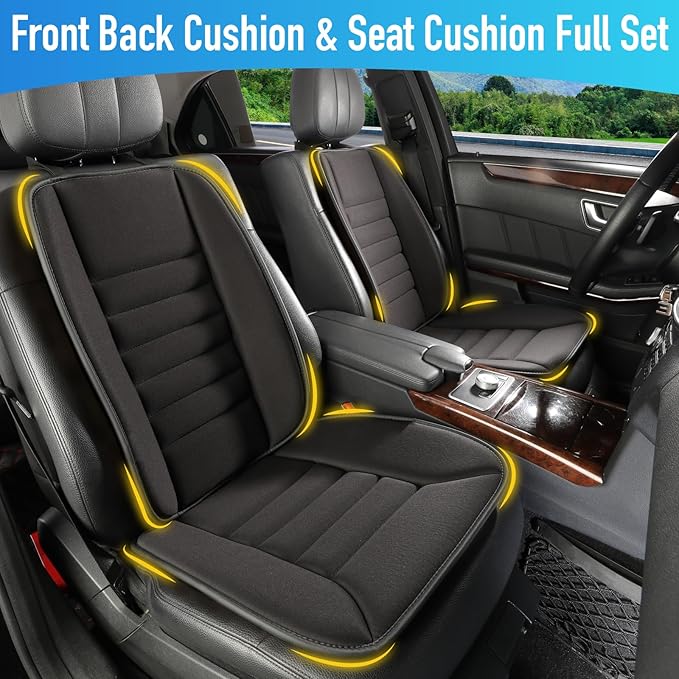 Car Seat Cushion with Back Support Pillow, Comfy Lumbar Support & Seat Cu...