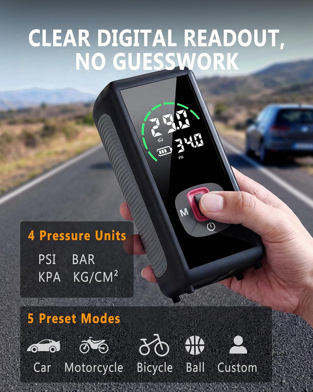 Wireless Tire Inflator Portable Air Compressor, 150PSI, 6000mAh Battery Power...