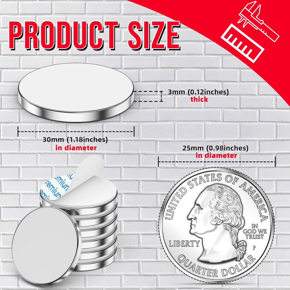 FINDMAG Round Magnets with Adhesive Backing, 100 Pack 1.18'' D x 1/8&...