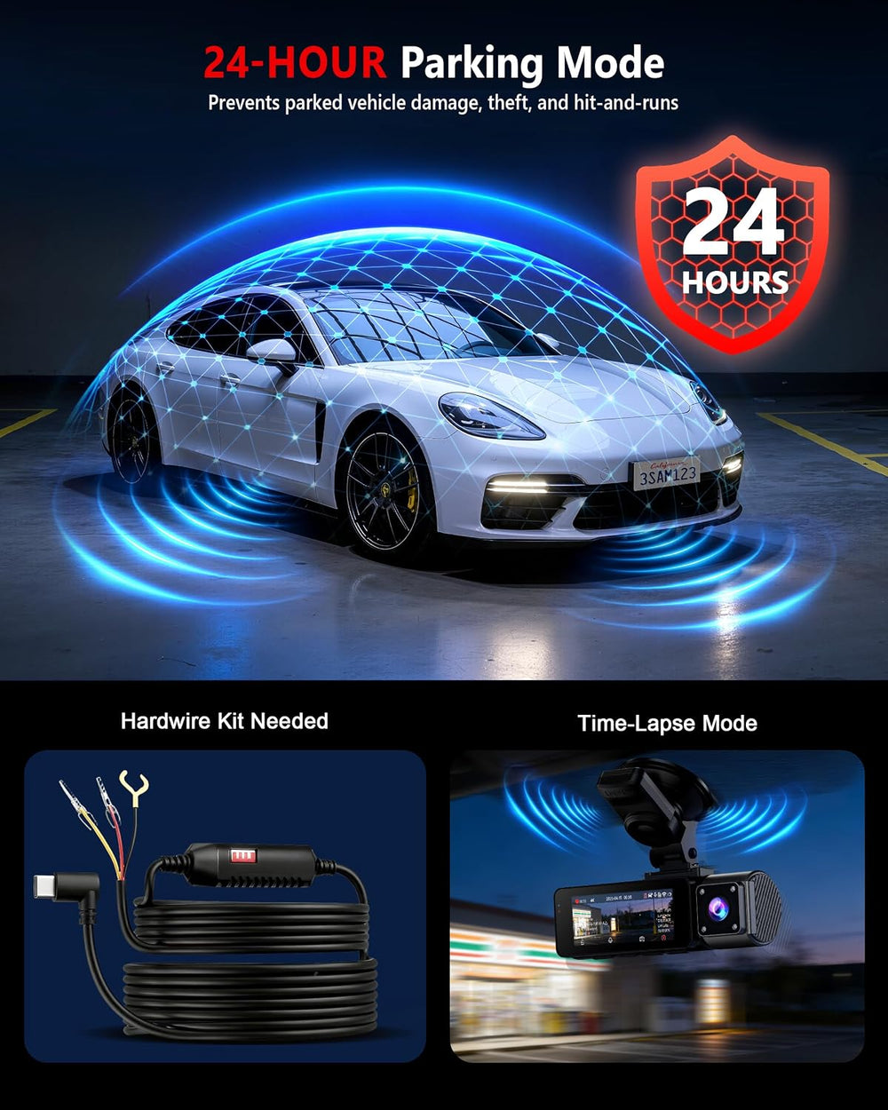 FAIMEE 4K Dash Cam Front and Rear, Night Vision, WDR, Free Card Included