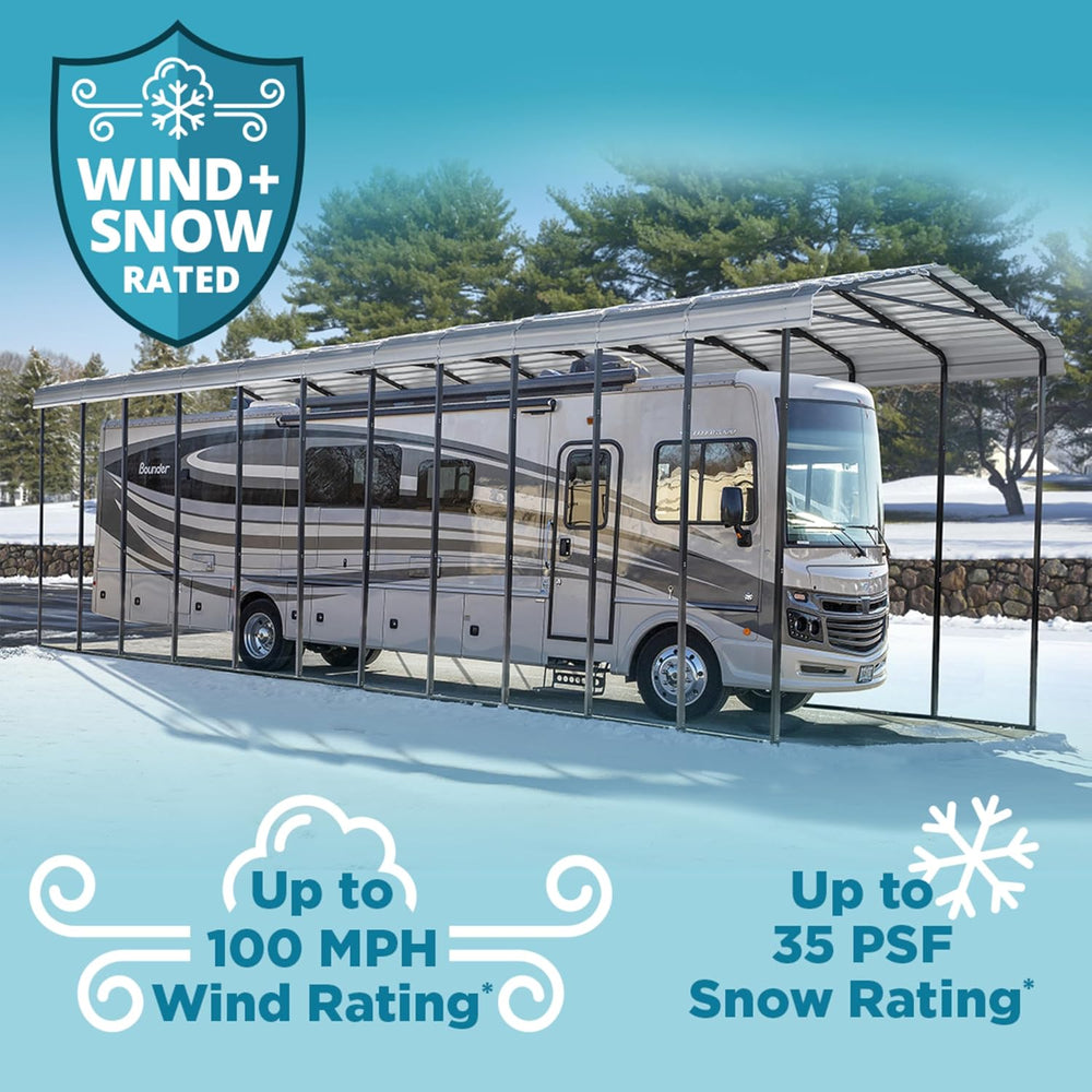 Arrow Carports Galvanized Steel Carport, RV Metal Carport Kit, 14' x 42