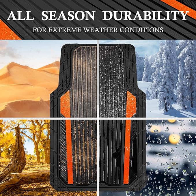 CAR PASS Heavy Duty Rubber Car Mats Metallic, Aluminum Film All Weather Floor...