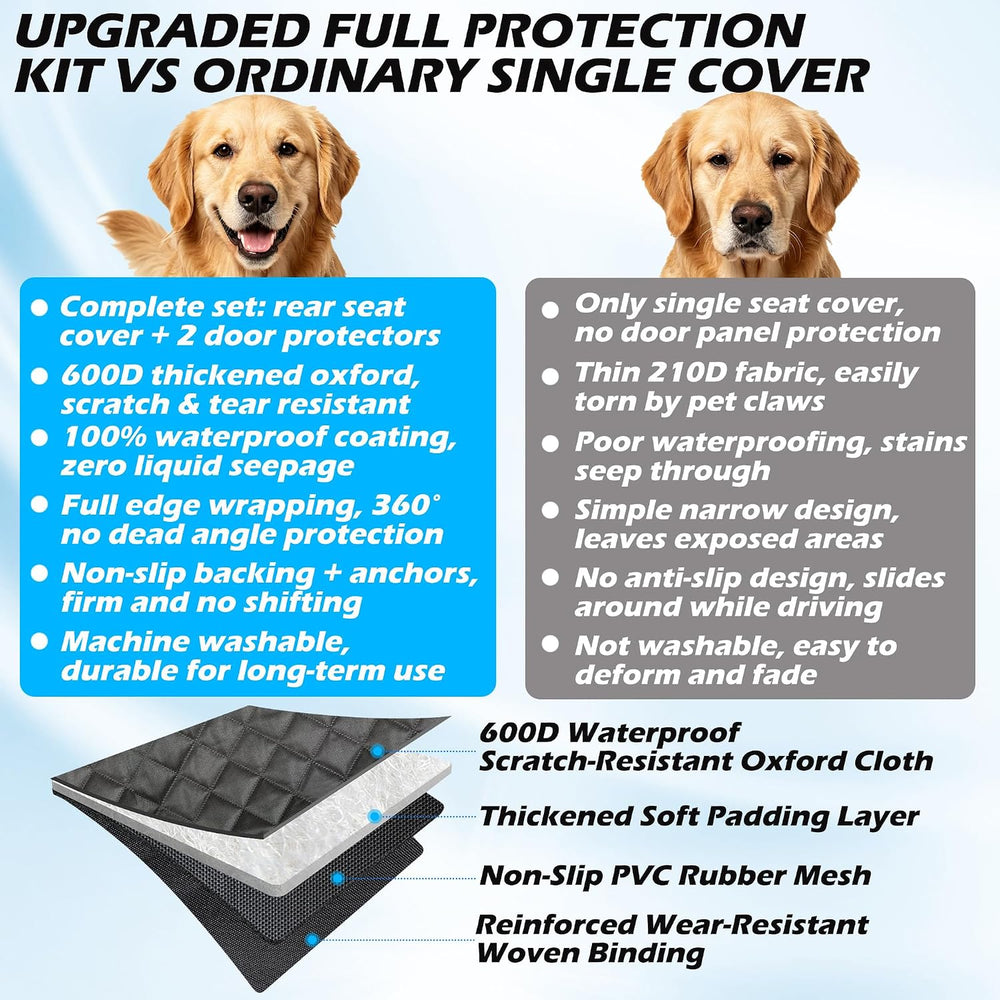 Scratchproof Pet Bench Seat Covers and Door Cover for Cars, SUVs