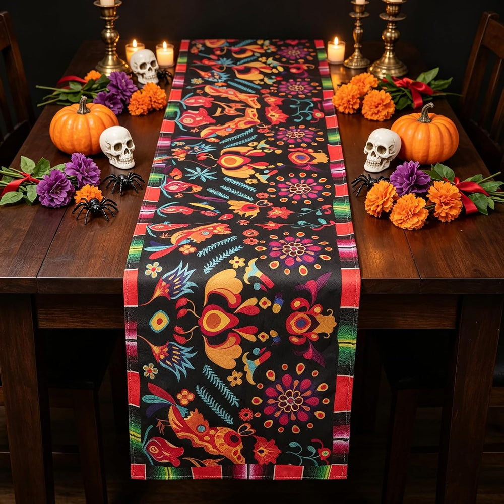 15 Pack Mexican Theme Halloween Table Runners 72ร13in Cinco de Mayo Bird Dia ...