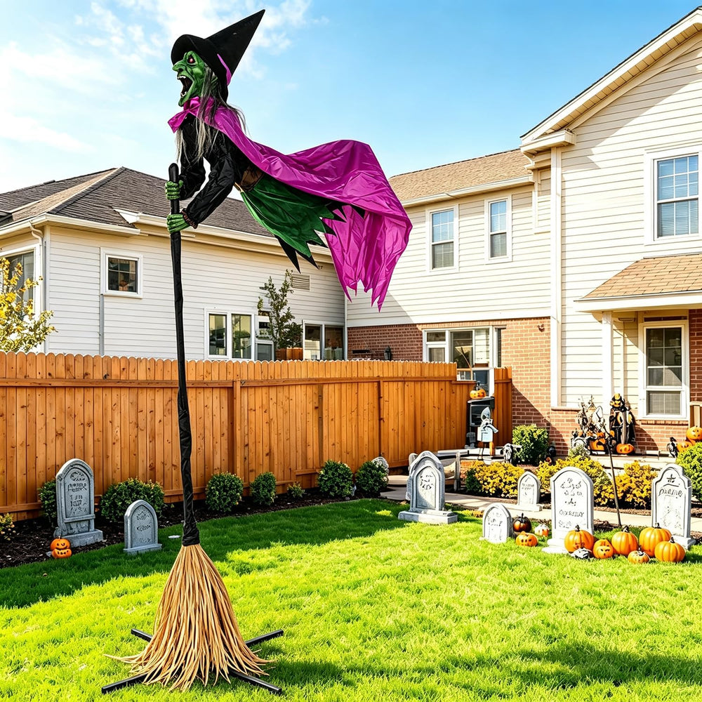 Halloween Decorations Outdoor โ 10.5FT Animated Hovering Witch Animatronics w...