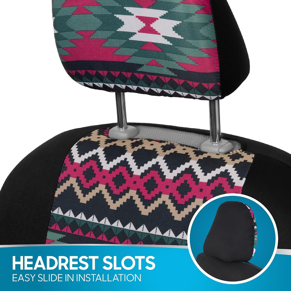 BDK Pink Inca Car Seat Covers for Front Seats, 2 Pack– Geometric Print Front ...