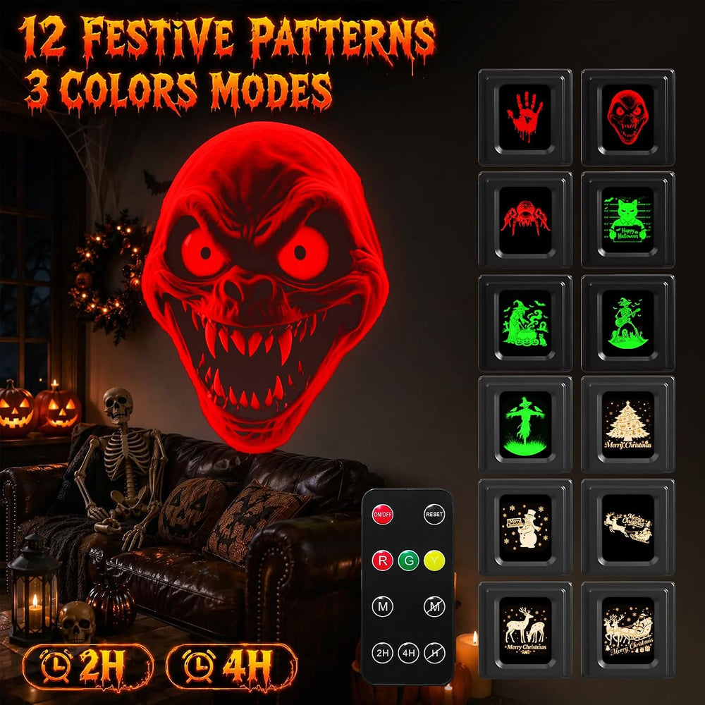 12-in-1 Halloween Projector Lights Outdoor, Dynamic Projection Light