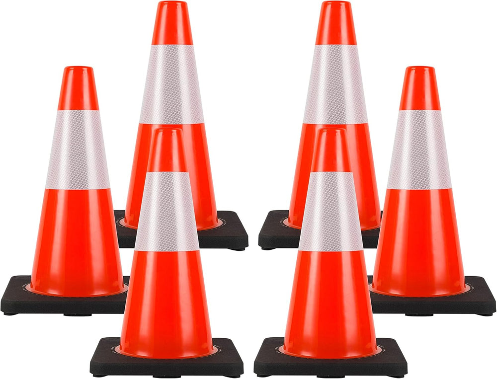 Traffic Cones 18 inch 6 Pack Heavy Duty Safety Cones Orange