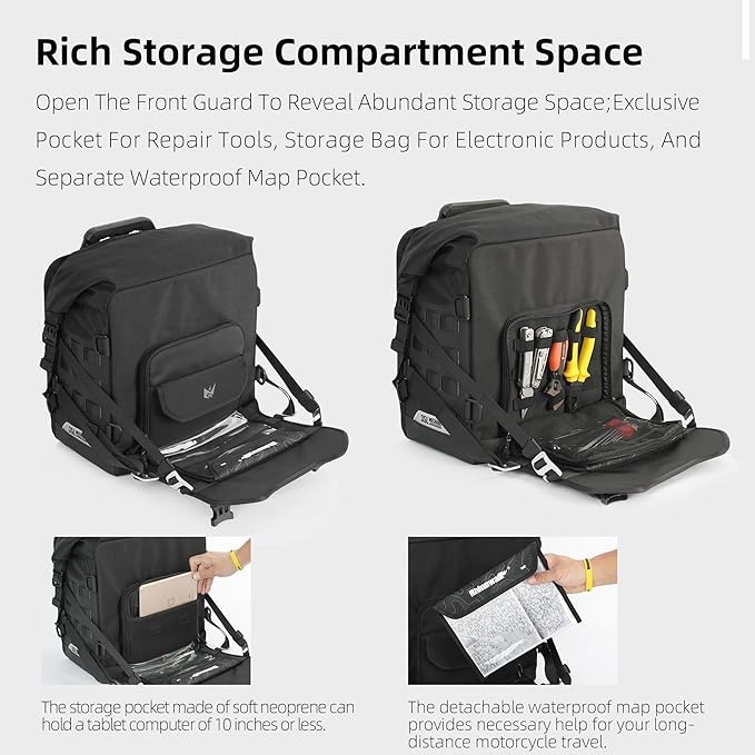 Rhinowalk Motorcycle Saddlebag 35L Waterproof, Quick Release Motorbike Side Bag