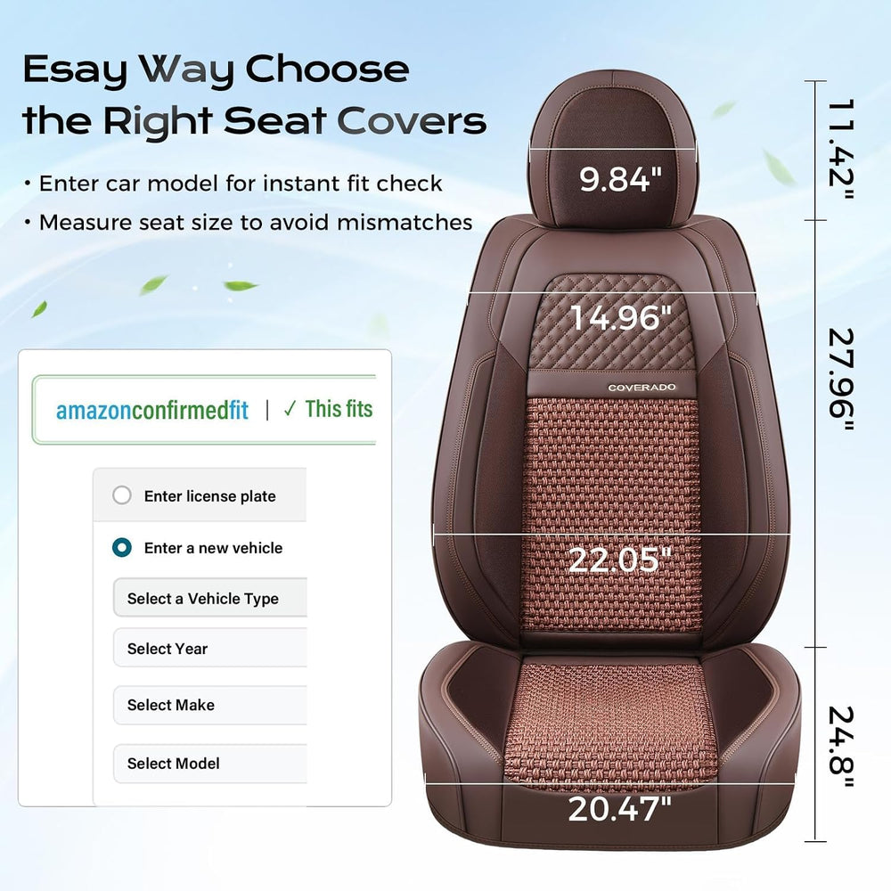 Coverado Leather Seat Cover Front, Universal Covers for Cars, Waterproof Luxu...