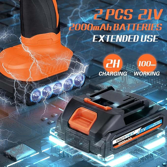 Cordless Car Buffer Polisher w/ 2x2000mAh 21V Batteries, 6 Inch Car buffer
