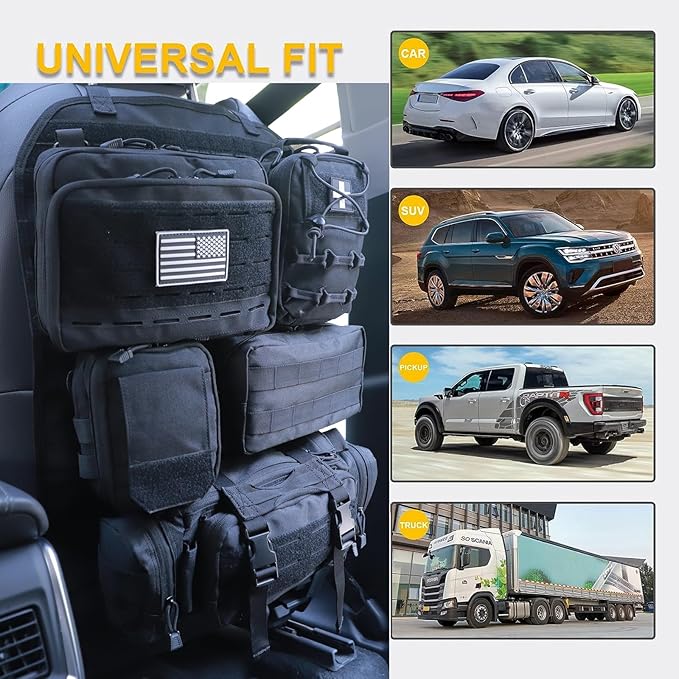 Universal Tactical Seat Back Organizer Vehicle Molle Panel Organizer Storage