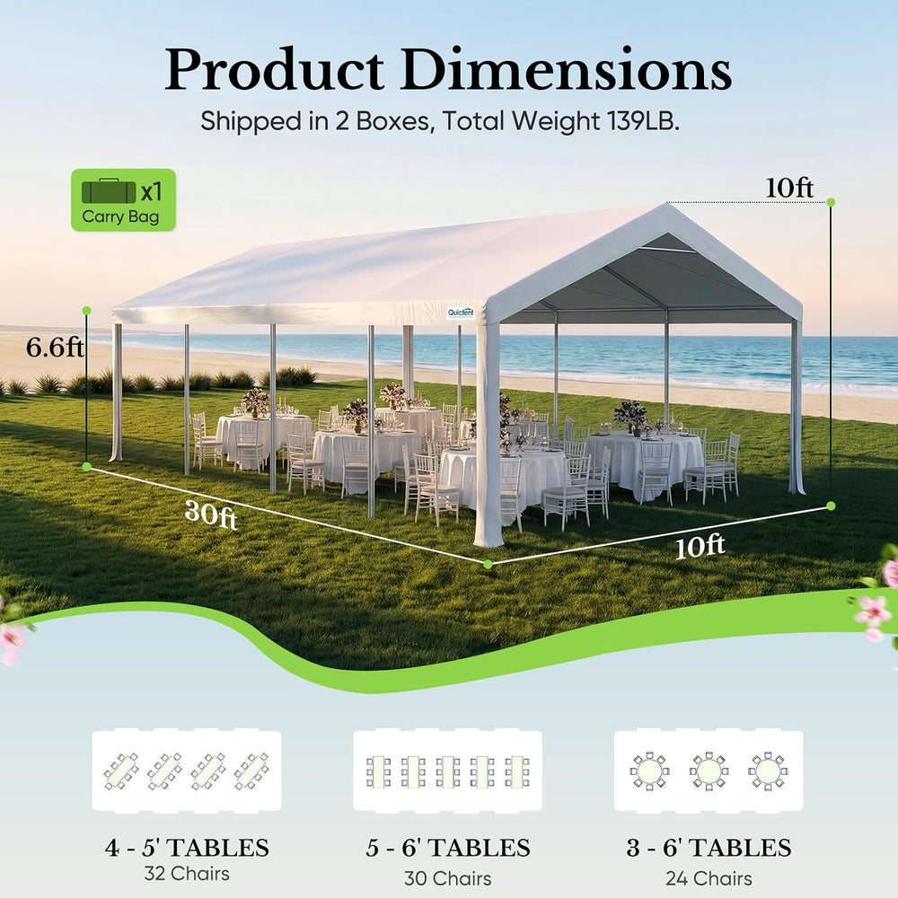 Quictent 10x30 Heavy Duty Party Tent Outdoor Canopy with Church Windows