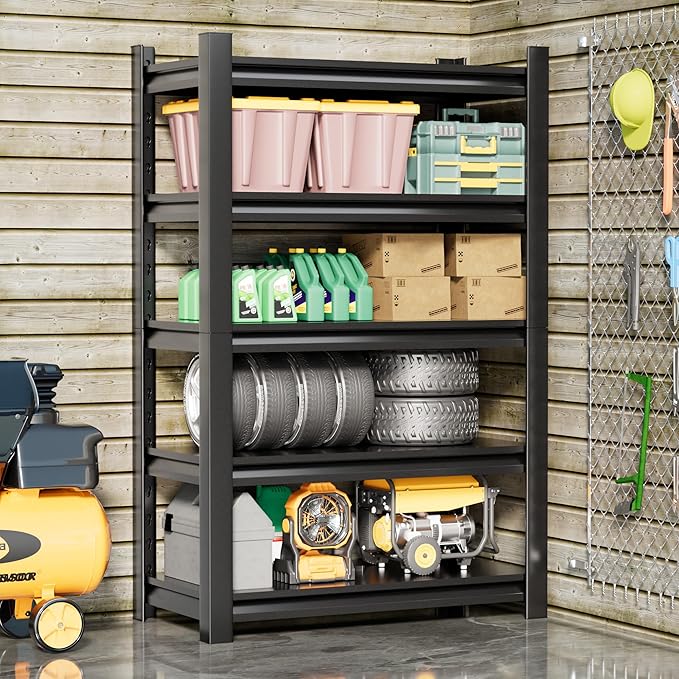 2 Sets Metal Garage Shelving Unit, 3000 lbs Industrial Shelves