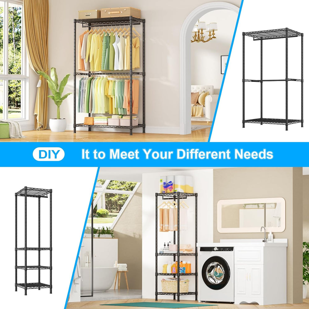 Ulif E10 Clothes Rack(With Stretchable Hanger Rod)Freestanding Clothing Racks...
