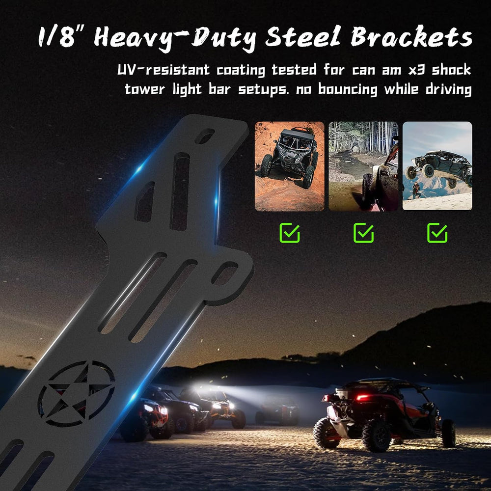 Can Am X3 Light Kits for Shock Tower Hood Mount, 50W Spot Flood Combo Beam wi...