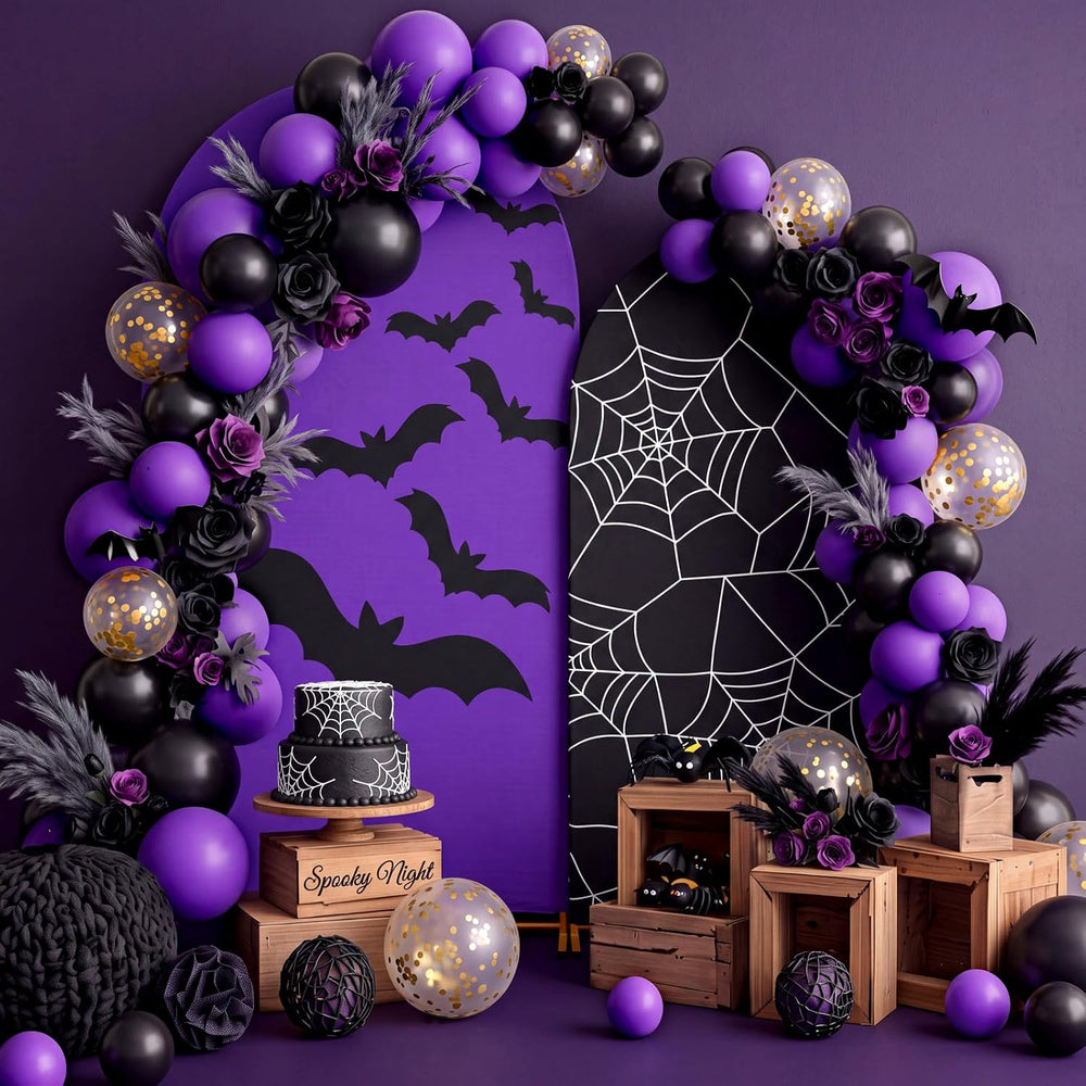 Purple 131 Pcs Arch Backdrop Cover with Balloons, Halloween